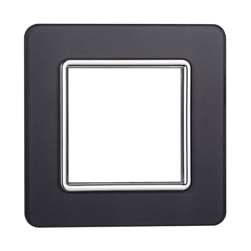 Placca in Vetro Acciaio Scuro Compatibile Vimar Plana - 2 Posti - Ettroit