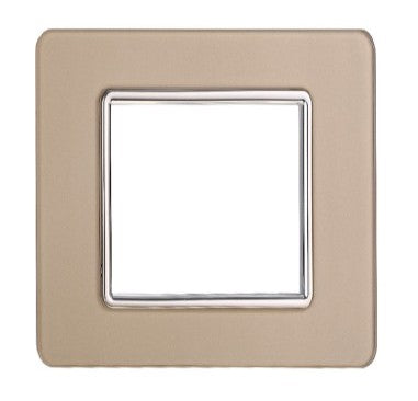 Placca in Vetro Oro Compatibile Vimar Plana - 2 Posti - Ettroit