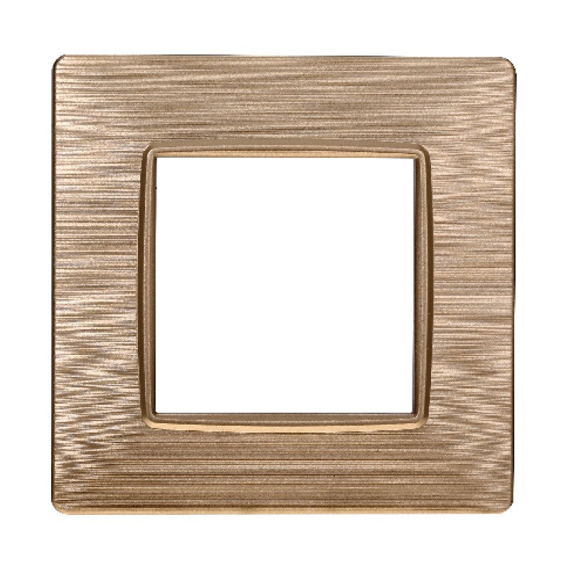 Placca in Plastica Oro Satinata Compatibile Vimar Plana - 2 Posti - Ettroit