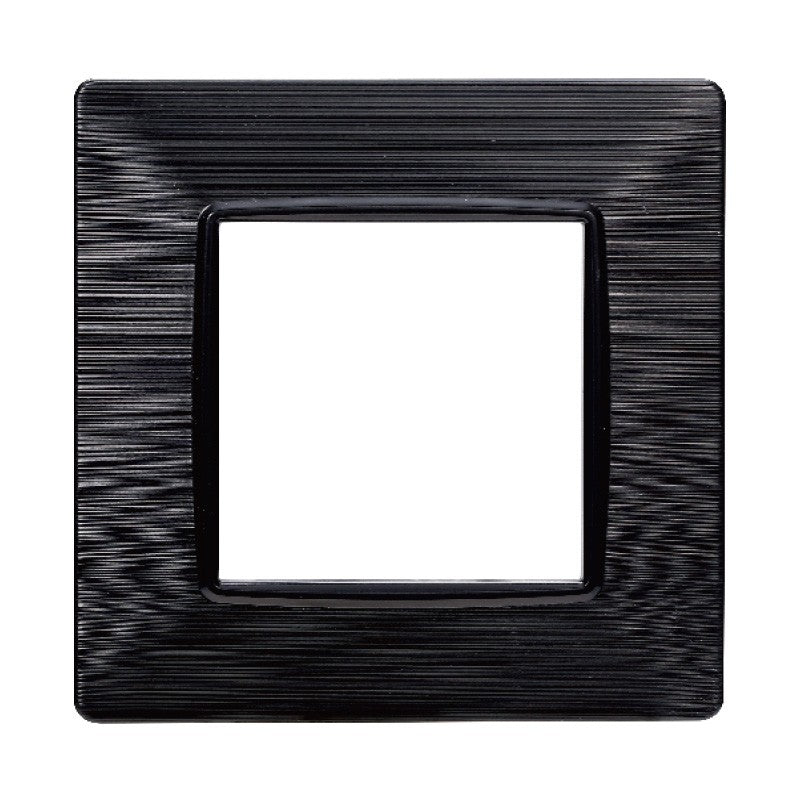 Placca in Plastica Nera Satinata Compatibile Vimar Plana - 2 Posti - Ettroit