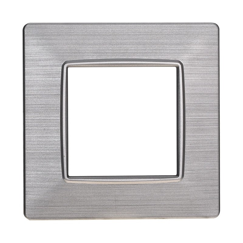 Placca in Plastica Silver Satinata Compatibile Vimar Plana - 2 Posti - Ettroit
