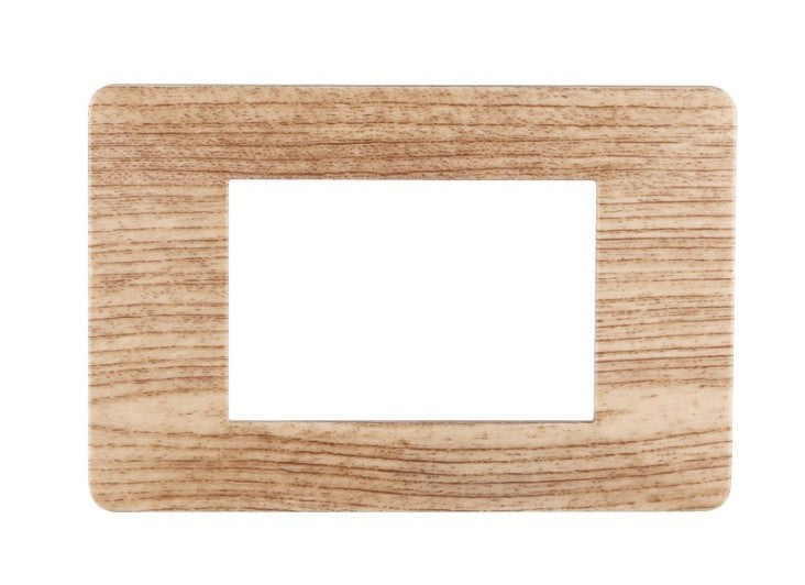 Placca in Plastica Legno Chiaro Compatibile Vimar Plana - 3 Posti - Ettroit