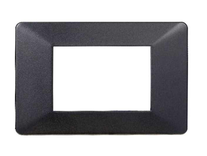 Placca in Plastica Acciaio Scuro Compatibile Vimar Plana - 3 Posti - Ettroit