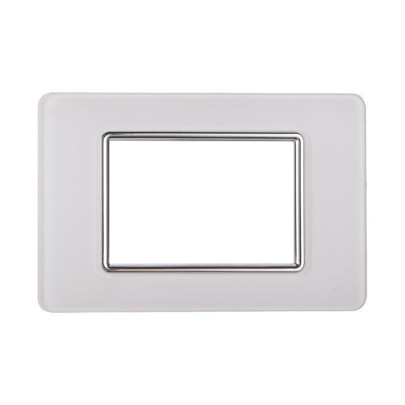 Placca in Vetro Bianca Compatibile Vimar Plana - 3 Posti - Ettroit
