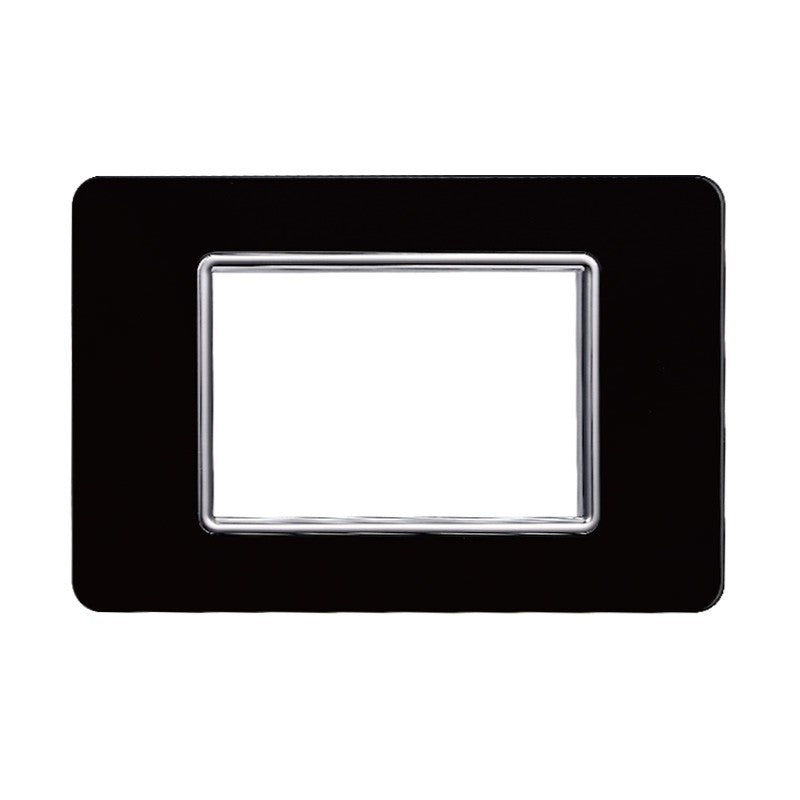 Placca in Vetro Nera Compatibile Vimar Plana - 3 Posti - Ettroit