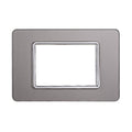 Placca in Vetro Silver Compatibile Vimar Plana - 3 Posti - Ettroit