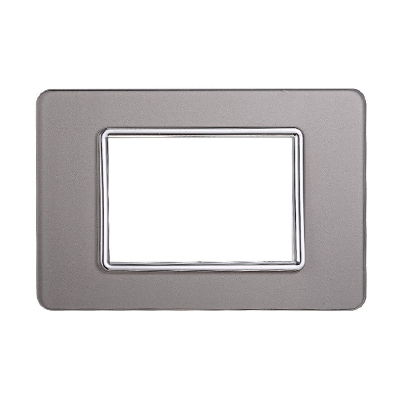 Placca in Vetro Silver Compatibile Vimar Plana - 3 Posti - Ettroit