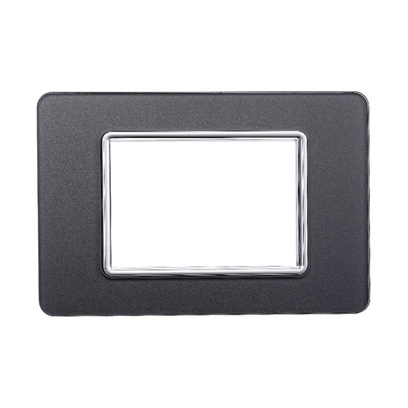 Placca in Vetro Acciaio Scuro Compatibile Vimar Plana - 3 Posti - Ettroit