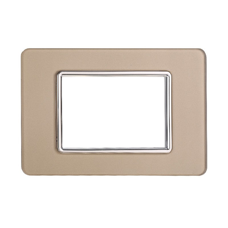 Placca in Vetro Oro Compatibile Vimar Plana - 3 Posti - Ettroit
