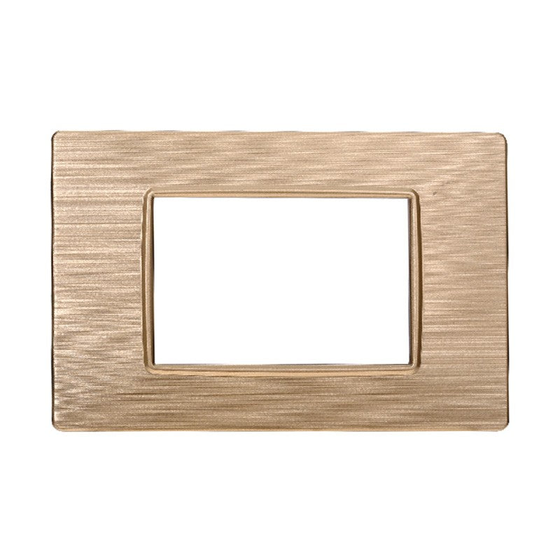 Placca in Plastica Oro Satinata Compatibile Vimar Plana - 3 Posti - Ettroit