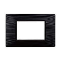 Placca in Plastica Nera Satinata Compatibile Vimar Plana - 3 Posti - Ettroit