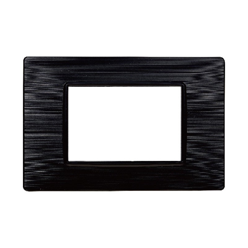 Placca in Plastica Nera Satinata Compatibile Vimar Plana - 3 Posti - Ettroit