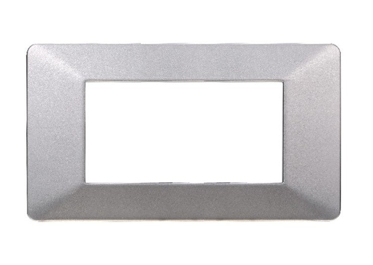 Placca in Plastica Silver Compatibile Vimar Plana - 4 Posti - Ettroit