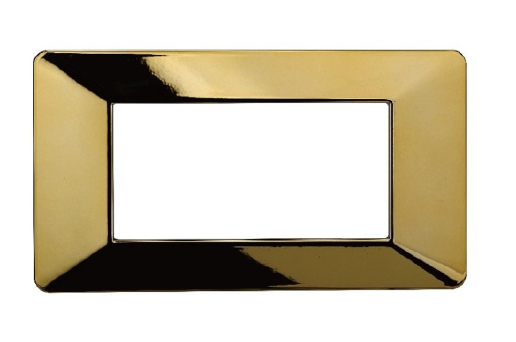 Placca in Plastica Oro Lucido Compatibile Vimar Plana - 4 Posti - Ettroit