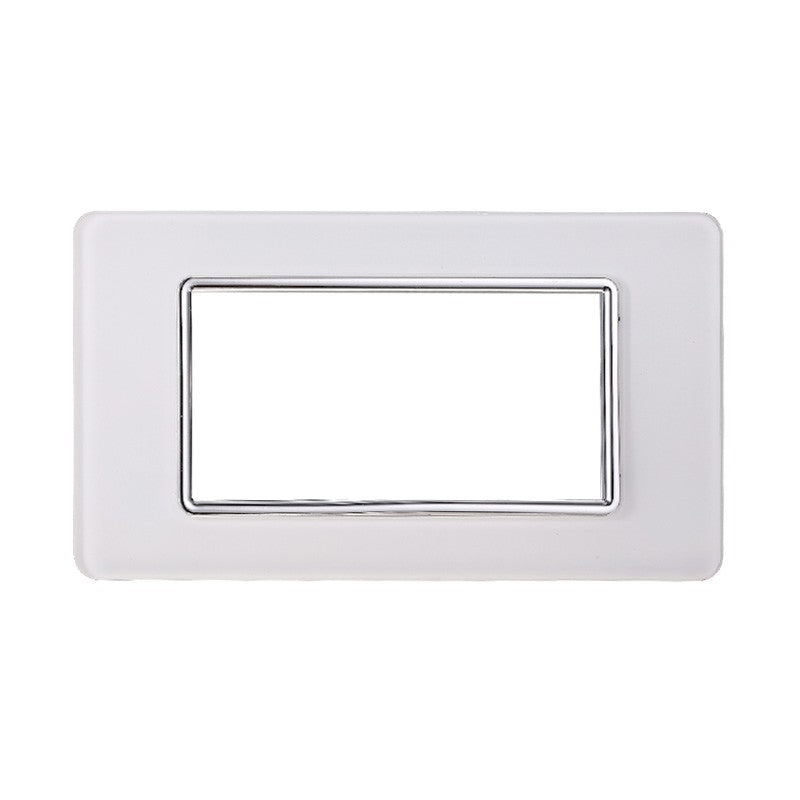 Placca in Vetro Bianca Compatibile Vimar Plana - 4 Posti - Ettroit