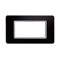 Placca in Vetro Nera Compatibile Vimar Plana - 4 Posti - Ettroit