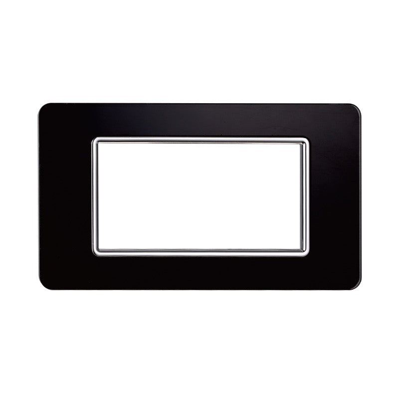 Placca in Vetro Nera Compatibile Vimar Plana - 4 Posti - Ettroit