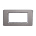 Placca in Vetro Silver Compatibile Vimar Plana - 4 Posti - Ettroit
