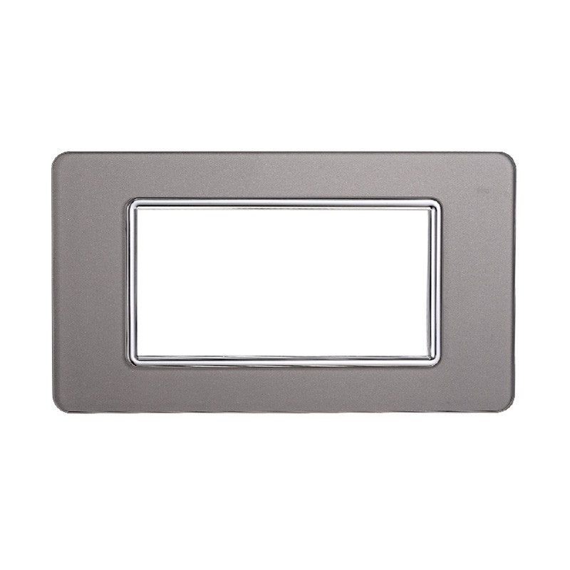 Placca in Vetro Silver Compatibile Vimar Plana - 4 Posti - Ettroit