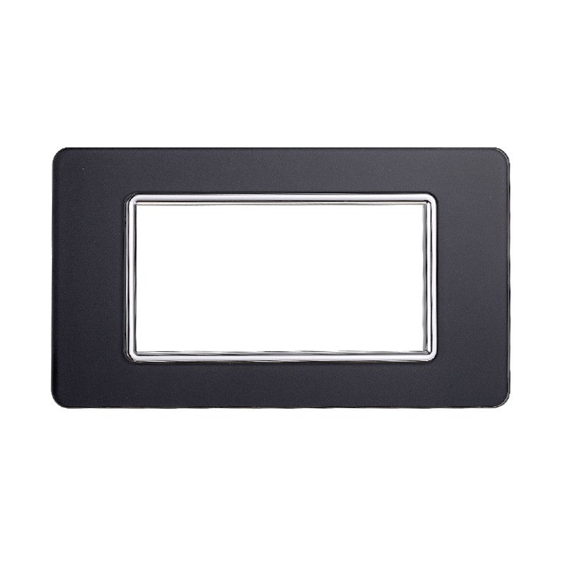 Placca in Vetro Acciaio Scuro Compatibile Vimar Plana - 4 Posti - Ettroit