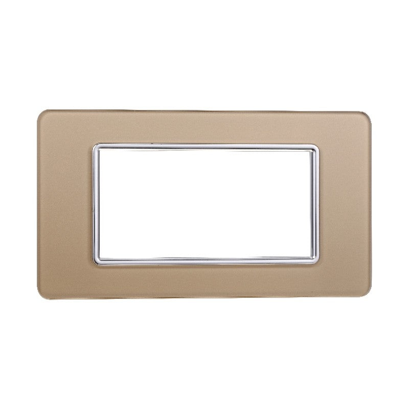Placca in Vetro Oro Compatibile Vimar Plana - 4 Posti - Ettroit
