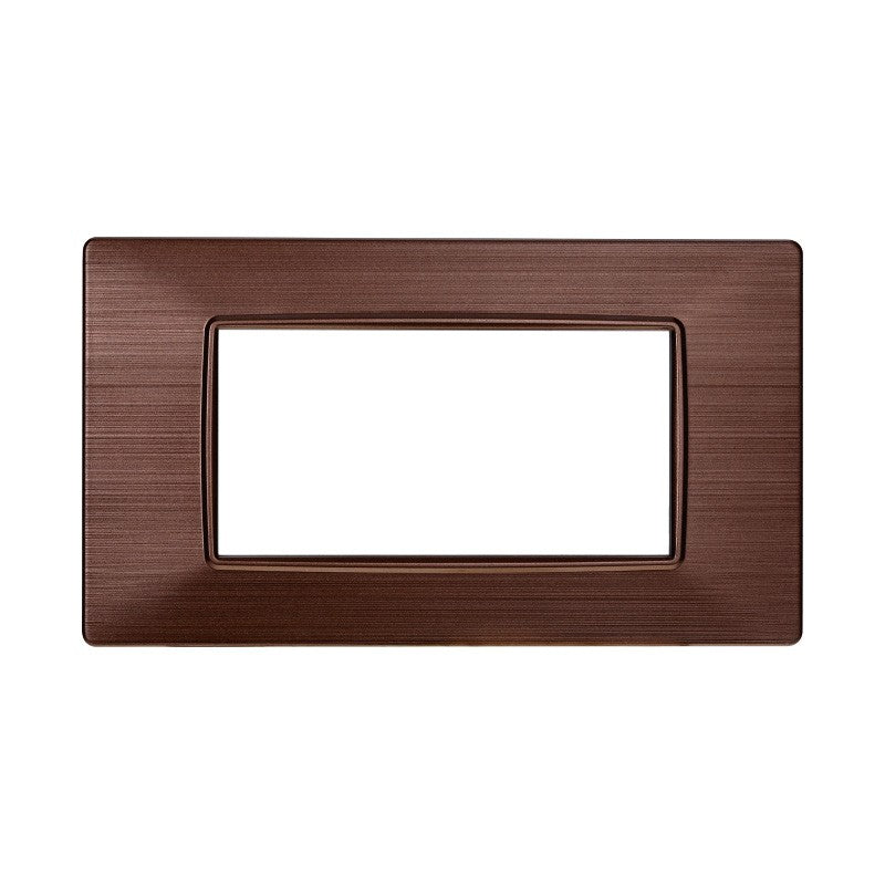 Placca in Plastica Bronzo Satinata Compatibile Vimar Plana - 4 Posti - Ettroit