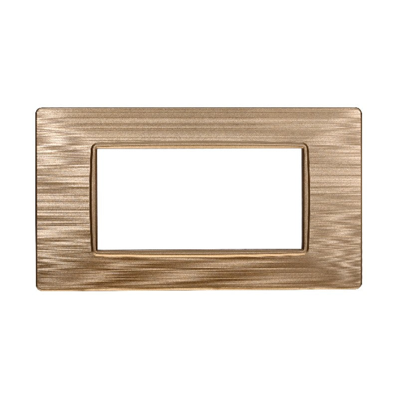 Placca in Plastica Oro Satinata Compatibile Vimar Plana - 4 Posti - Ettroit