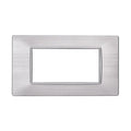 Placca in Plastica Silver Satinata Compatibile Vimar Plana - 4 Posti - Ettroit
