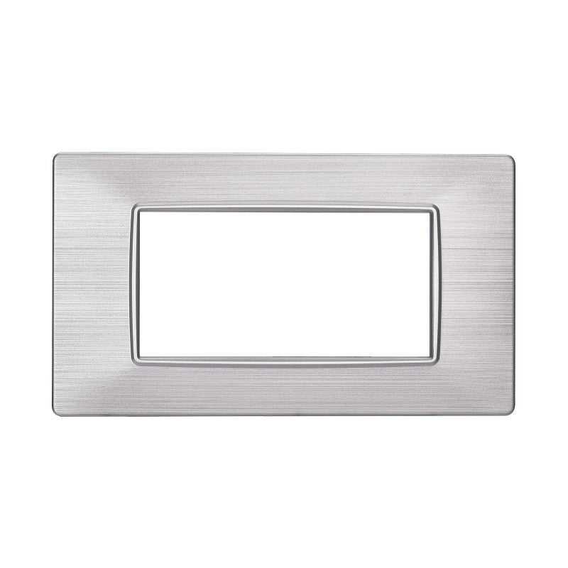Placca in Plastica Silver Satinata Compatibile Vimar Plana - 4 Posti - Ettroit