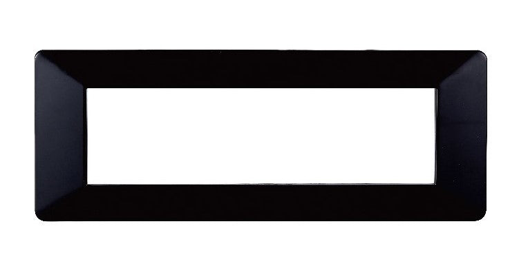Placca in Plastica Nera Compatibile Vimar Plana - 7 Posti - Ettroit