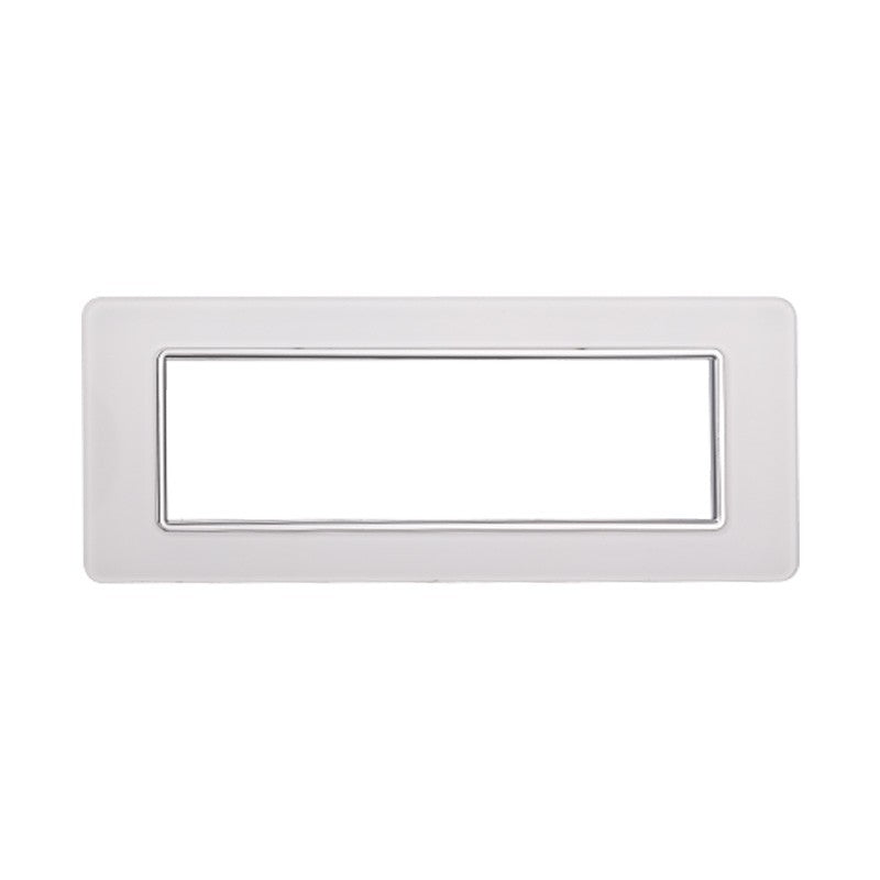 Placca in Vetro Bianca Compatibile Vimar Plana - 7 Posti - Ettroit