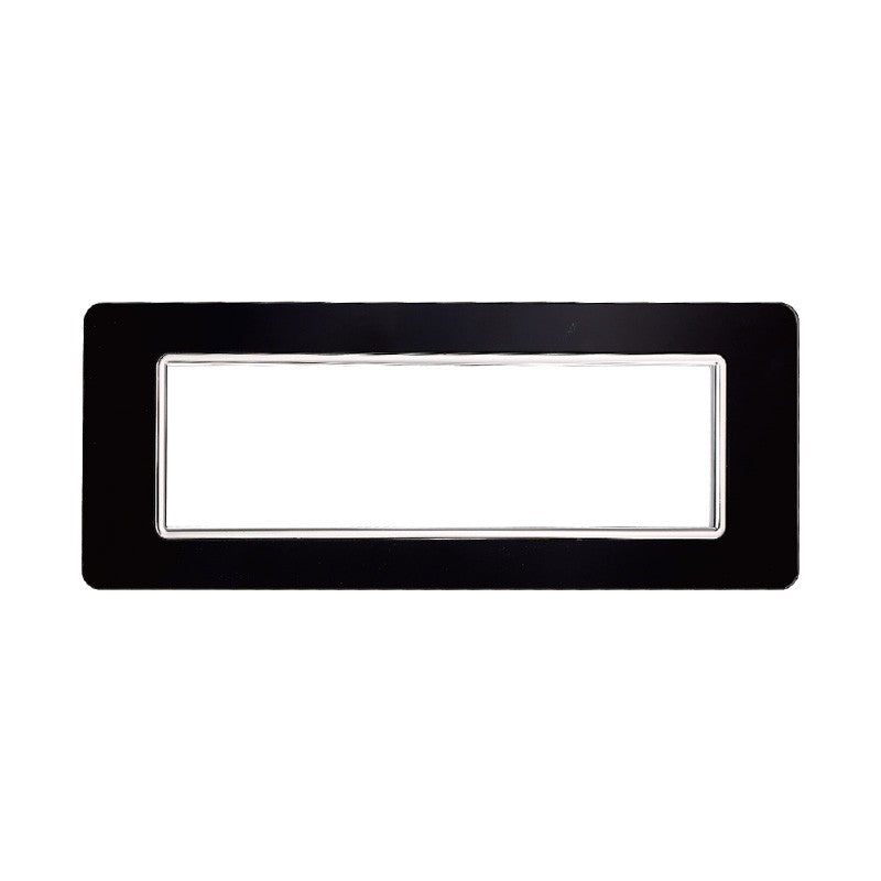 Placca in Vetro Nera Compatibile Vimar Plana - 7 Posti - Ettroit