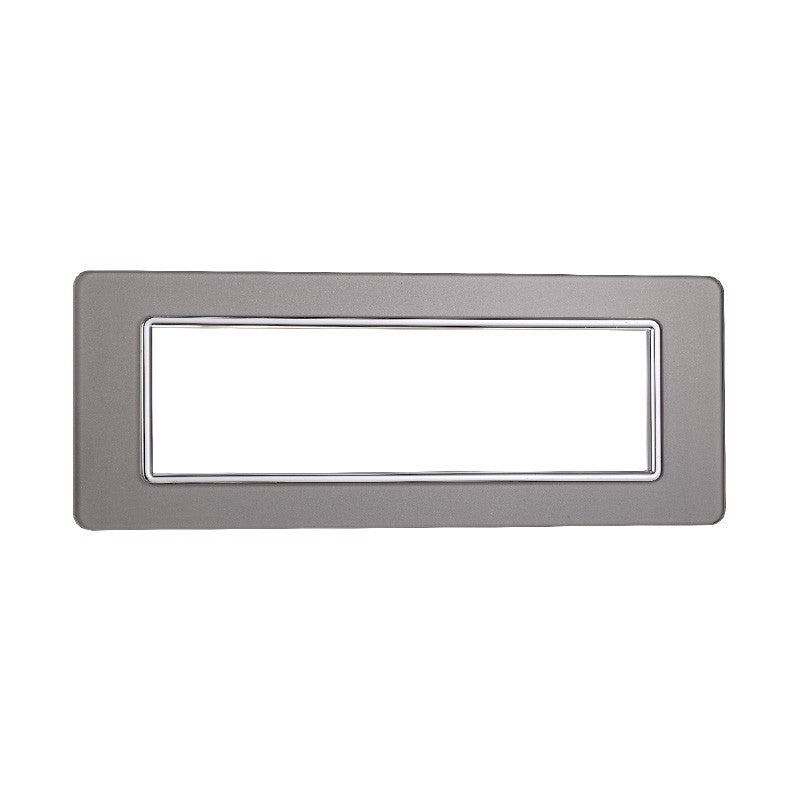 Placca in Vetro Silver Compatibile Vimar Plana - 7 Posti - Ettroit