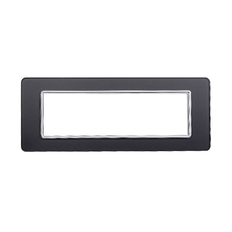 Placca in Vetro Acciaio Scuro Compatibile Vimar Plana - 7 Posti - Ettroit