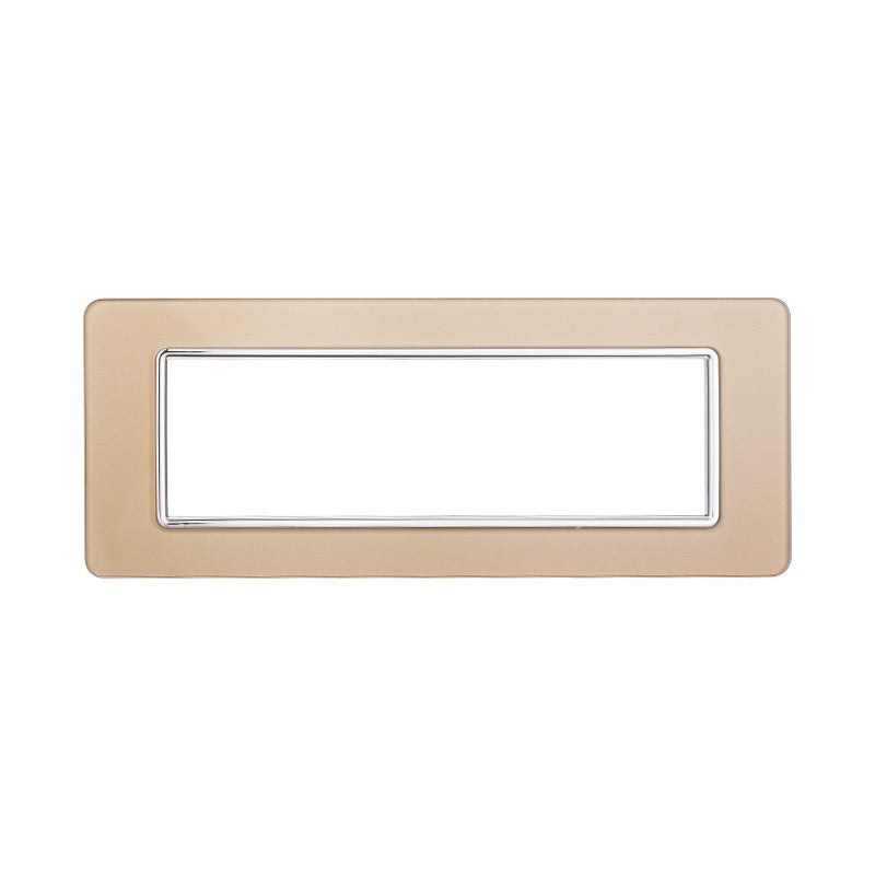 Placca in Vetro Oro Compatibile Vimar Plana - 7 Posti - Ettroit