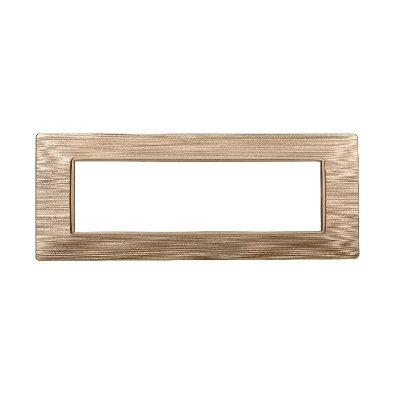 Placca in Plastica Oro Satinata Compatibile Vimar Plana - 7 Posti - Ettroit