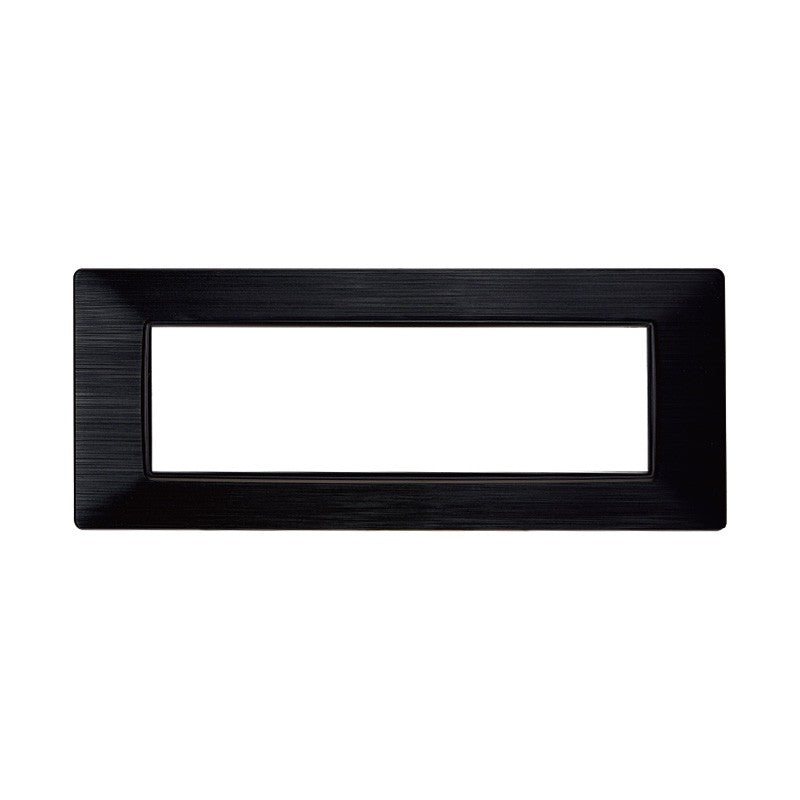 Placca in Plastica Nera Satinata Compatibile Vimar Plana - 7 Posti - Ettroit