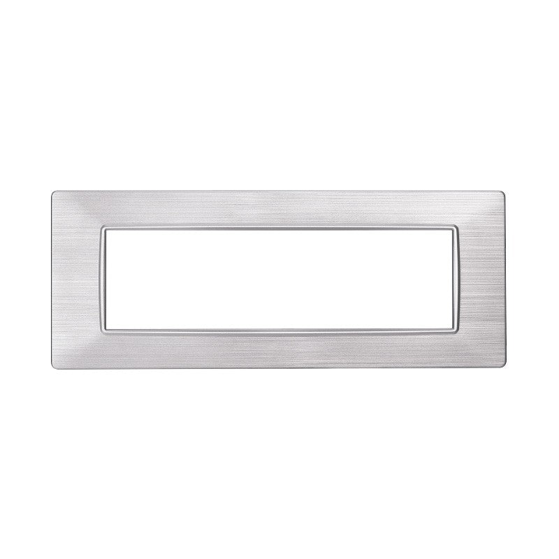 Placca in Plastica Silver Satinata Compatibile Vimar Plana - 7 Posti - Ettroit