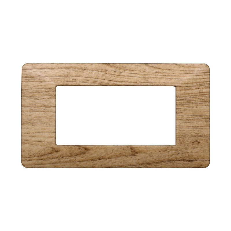 Placca in Plastica Legno Scuro Compatibile Vimar Plana - 4 Posti - Ettroit