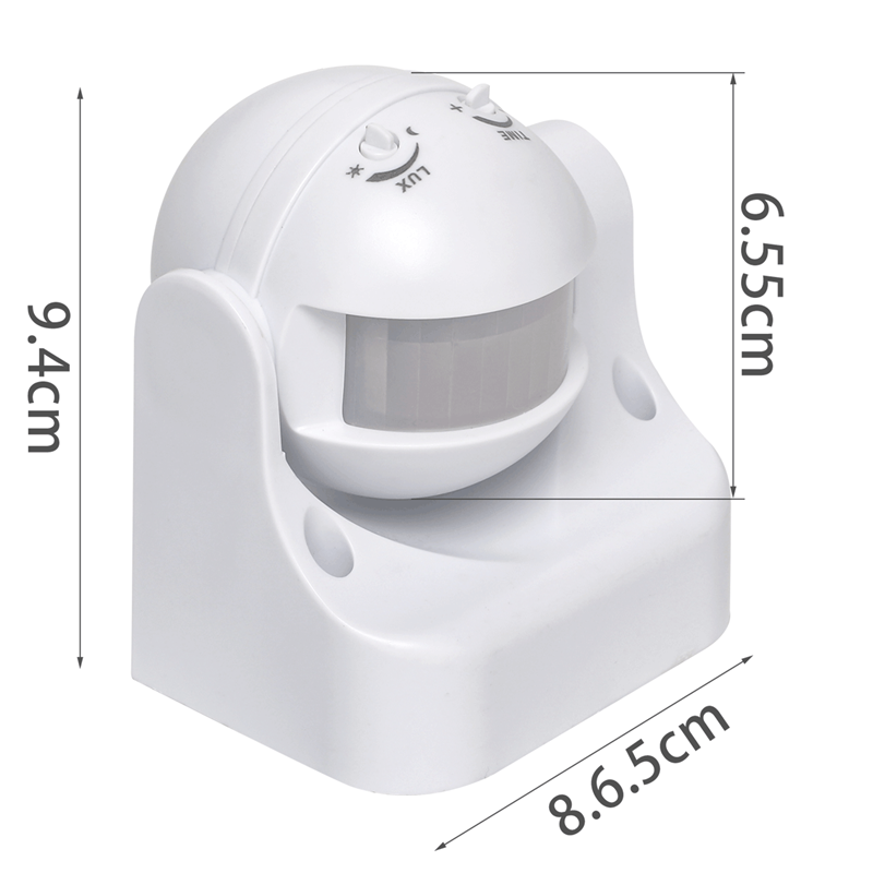 Sensore Movimento Infrarossi 180° PIR Crepuscolare IP44 Aigostar