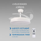 Ventilatore da Soffitto Olga 36W Luce Led CCT Regolabile con Telecomando