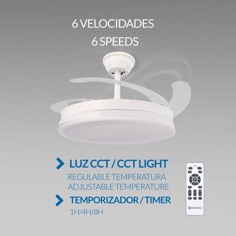 Ventilatore da Soffitto Olga 36W Luce Led CCT Regolabile con Telecomando