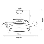 Ventilatore da Soffitto Olga 36W Luce Led CCT Regolabile con Telecomando