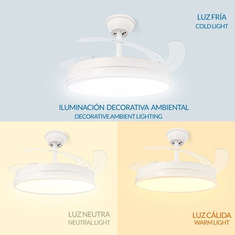 Ventilatore da Soffitto Olga 36W Luce Led CCT Regolabile con Telecomando