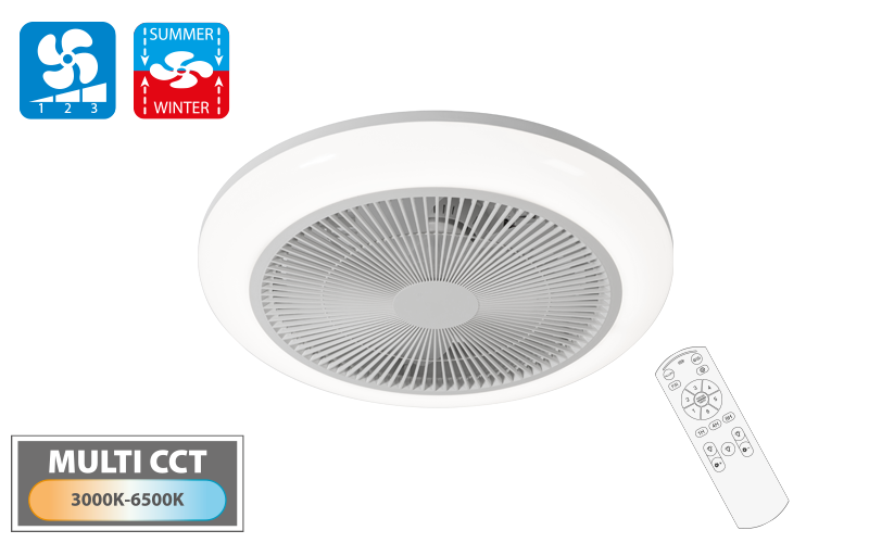 Ventilatore da Soffitto Brezion Luce LED 33W 2400lm CCT 3000-6500K + RGB Novaline