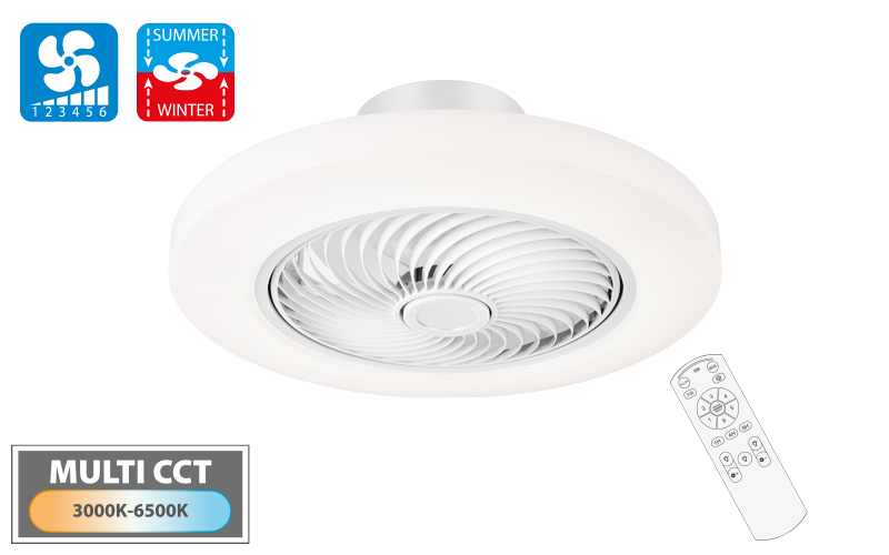 Ventilatore da Soffitto Ardelys Luce LED 70W 7620lm CCT 3000-6500K Novaline