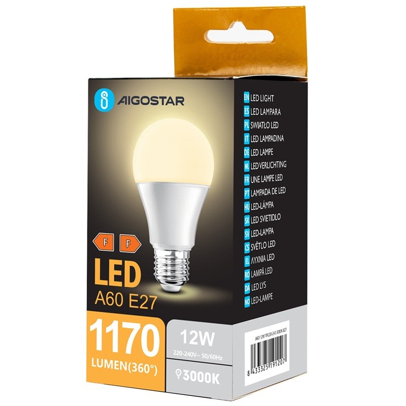 Lampadina LED A5 A60 12W E27 Luce Calda 3000K 1170lm