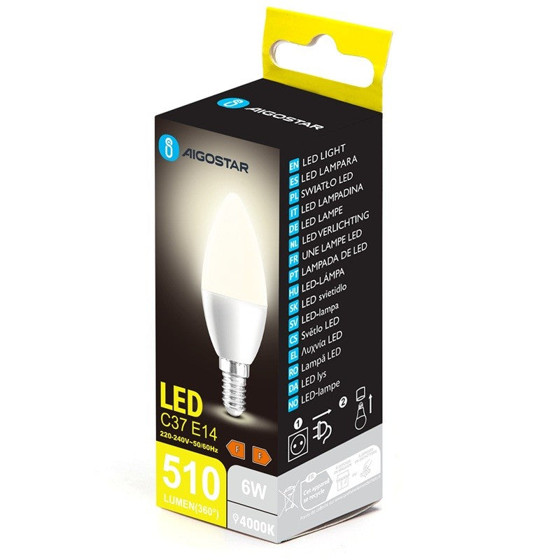 Lampadina LED A5 C37 6W E14 Luce Naturale 4000K 510lm