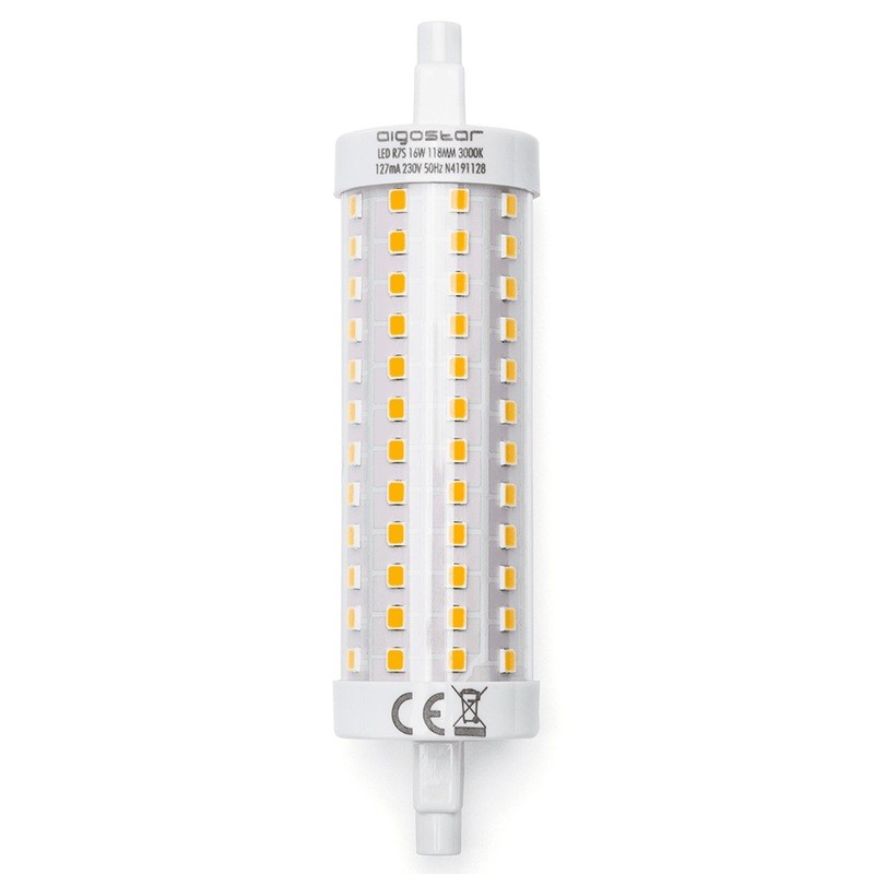 Lampadina Led R7S Lineare 118mm 16W SMD Bianco caldo 3000K