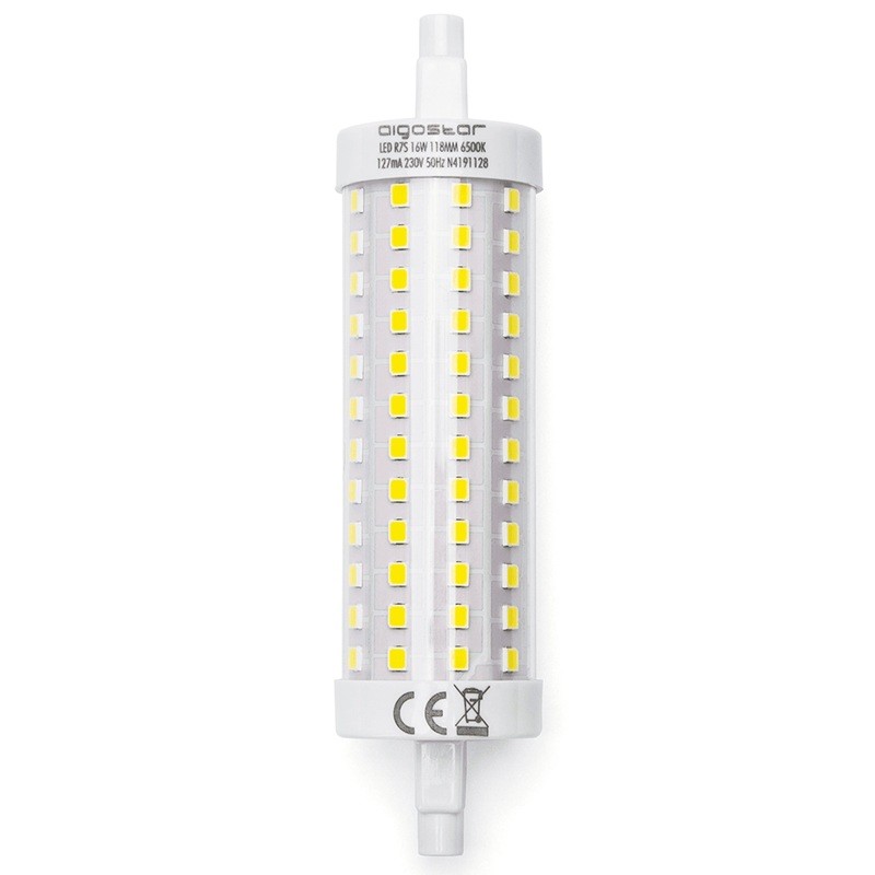 Lampadina Led R7S Lineare 118mm 16W SMD Bianco Freddo 6500K